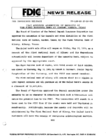 FDIC Approves Assumption of Deposits of The First National Bank of Gordon Gordon Texas