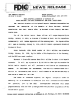 FDIC Approves Assumption of Deposits of Banco Nacional    National Association San Juan Puerto Rico