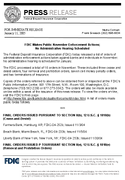 FDIC Makes Public November Enforcement Actions No Administrative Hearing Scheduled
