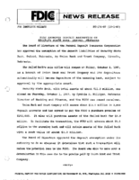 FDIC Approves Deposit Assumption of Security State Bank Oxford Nebraska