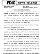 FDIC Approves Assumption of Deposits of Suffield Bank Suffield Connecticut