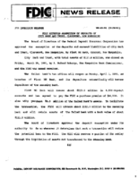 FDIC Approves Assumption of Deposits of City Bank  Trust Claremont New Hampshire