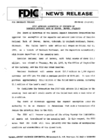 FDIC Approves Assumption of Deposits of Dominion National Bank of Denver Denver Colorado