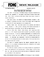 FDIC Approves Assumption of Deposits of Central Dakota Bank Lehr North Dakota