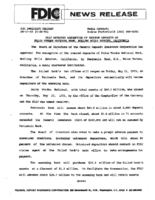 FDIC Approves Assumption of Insured Deposits of Palos Verdes National Bank Rolling Hills Estates California