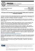 FDIC Approves the Assumption of the Insured Deposits of Metropolitan Savings Bank Pittsburgh Pennsylvania
