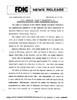 FDIC Approves Deposit Assumption of Seminole National Bank Hollywood Florida