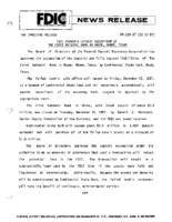 FDIC Approves Deposit Assumption of The First National Bank in Rhome Rhome Texas