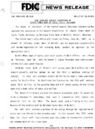 FDIC Approves Deposit Assumption of Eighty Niner Bank of Coyle Coyle Oklahoma