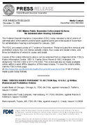 FDIC Makes Public November Enforcement Actions No Administrative Hearing Scheduled