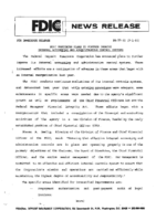 FDIC Announces Plans to Further Improve Internal Accounting and Administrative Control Systems