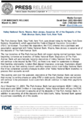 Valley National Bank Wayne New Jersey Assumes All of the Deposits of the Park Avenue Bank New York New York