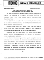 FDIC Approves Assumption of Deposits of Washington County State Bank Brenham Texas