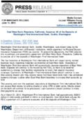 East West Bank Pasadena California Assumes All of the Deposits of Washington First International Bank Seattle Washington