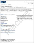 Clarification of the Risk Weights for FDIC Claims and Guarantees