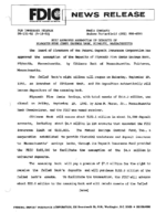 FDIC Approves Assumption of Deposits of Plymouth Five Cents Savings Bank Plymouth Massachusetts