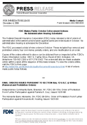FDIC Makes Public October Enforcement Actions