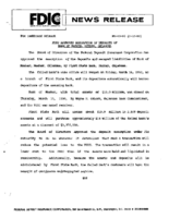 FDIC Approves Assumption of Deposits of Bank of Meeker Meeker Oklahoma