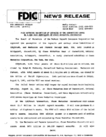 FDIC Approves Assumption of Deposits of Two Connecticut Banks by a New Bank Subsidiary of Chase Manhattan Corporation