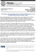 First Southern Bank Boca Raton Florida Assumes All of the Deposits of First Commercial Bank of Florida Orlando Florida