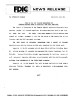 FDIC to Pay Off Insured Depositors of Freedom National Bank of New York New York