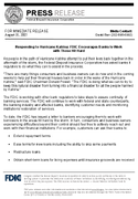Responding to Hurricane Katrina FDIC Encourages Banks to Work with Those Hit Hard