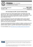 FDIC Board Approves 2007 Corporate Operating Budget