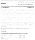 Joint ReleaseAgencies Issue Joint Statement on CryptoAsset Policy Initiative and Next Steps