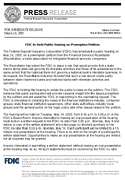 FDIC to Hold Public Hearing on Preemption Petition