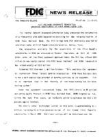 FDIC and NCNB Consummate Transaction Involving Subsidiaries of First RepublicBank Corp