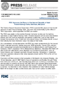 FDIC Approves the Payout of the Insured Deposits of Ideal Federal Savings Bank Baltimore Maryland