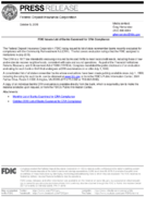 FDIC Issues List of Banks Examined for CRA Compliance