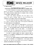 FDIC Approves Assumption of Deposits of Rockport Bank National Association Aransas County PO Rockport Texas