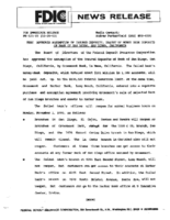 FDIC Approves Assumption of Insured Deposits Payout of Money Desk Deposits of Bank of San Diego San Diego California