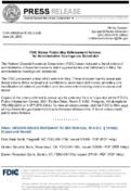 FDIC Makes Public May Enforcement Actions No Administrative Hearings are Scheduled