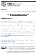 FDIC Makes Public February Enforcement Actions No Administrative Hearings Scheduled