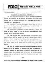 FDIC Approves Assumption of Deposits of The National Bank of Washington Washington DC