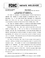 FDIC Transfers Insured Deposits of Metropolitan Bank NA Washington DC