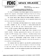 FDIC Approves Assumption of Deposits of Bank Five For Savings Arlington Massachusetts