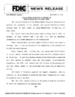 FDIC Approves Assumption of Deposits of Texas National Bank El Paso Texas