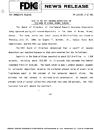 FDIC to Pay Off Insured Depositors in The Bank of Kiowa Kiowa Kansas