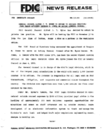 General Counsel Alfred J T Byrne to Return to Private Practice FDIC Appoints Douglas H Jones as Acting General Counsel