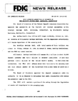 FDIC Approves Assumption of Deposits of The Brooklyn Savings Bank Danielson Connecticut