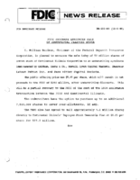 FDIC Chairman Announces Sale of Continental Illinois Stock