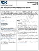 FDIC Announces Upcoming Community Affairs Webinar Savings Strategies During America Saves Week 2014