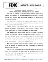 FDIC Approves Assumption of Deposits of Citizens National Bank of Walnut Ridge Walnut Ridge Arkansas