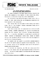 FDIC Approves Assumption of Deposits of Eliot Savings Bank Boston Massachusetts