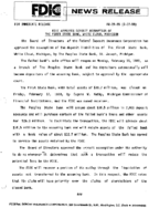 FDIC Approves Deposit Assumption of The First State Bank White Cloud Michigan