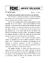 FDIC Revises Policy on Granting Financial Assistance to Open Institutions
