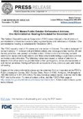 FDIC Makes Public October Enforcement Actions One Administrative Hearing Scheduled for December 2011
